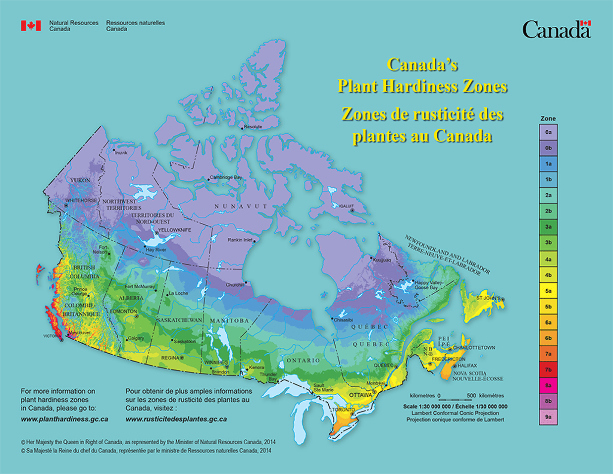 Canadian Map of Plant Hardiness Zones